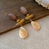 Pendientes de Corazón de Madera Color Café Transfronterizos Europeos y Americanos, Pendientes Estilo Retro Maillard, Pendientes de Diseño de Nicho para Mujer