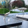 Fabricante Personalizado Exterior Aço Inoxidável Garça Escultura Grande Jardim Paisagem Praça Parque Espelho Paisagem Ornamentos