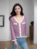 2025 Novo Tricô Roxo Feminino de Alta Qualidade e Bonito para Mulheres Baixinhas, Estilo Despojado, Top Pequeno Único e Bonito para Mulheres