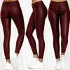 Pantalones Casuales de Cuero de Color Puro de Cintura Alta Pierna Estrecha Pantalones de Cuero Pu Ropa para Mujer Amazon Wish Europeo y Americano Transfronterizo
