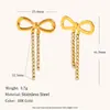 Joyería de Acero Inoxidable Popular Europeo y Americano Nuevo Estilo de Moda Pendientes Chapados con Circonia de 18K Borla Lazo Aretes de Presión
