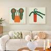 Pintura Decorativa para Restaurante Dormitorio Entrada Hotel Sala de Muestras Mural Habitación Infantil Estilo Simple Ins Planta Verde Pintura Colgante