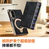 Funda para Teléfono Móvil Samsung Zfold8/Fold7/W26 Tapa Flip Borde Dorado Soporte de Eje Central Patrón de Cocodrilo Pequeño Cubierta Protectora