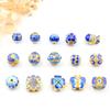 Cuentas huecas de cloisonné de oro de 18 quilates, cuentas de barril con gota de aceite de mariposa, trébol, pez, pulsera con cuentas, collar, joyas, cuentas espaciadoras