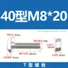 Tornillos Tipo T de Acero Inoxidable 304, Pernos Ranura T, Pernos Tipo T de Acero Inoxidable Roscados M5M6M8M10