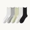 Calcetines de Malla de Dopamina para Mujer Huecos de Alta Elasticidad Transpirables con Rizo Calcetines Medios Ins Calcetines Apilados Finos de Verano de Moda