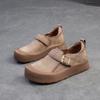 Shanghai Jiejie 2025 Primavera Novo Francês Feio Bonito Velcro Bircan Sapatos Casuais Feitos À Mão Retro Sola Grossa Sapatos Femininos
