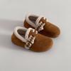 Versátil Hebilla de Encaje Bordado Versión Coreana Otoño e Invierno Felpa Cálida Antideslizante Zapatos Birkenstock para Mujer Zapatos de Algodón