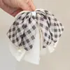 Pinza para el Cabello con Lazo de Cinta Patchwork a Dos Tonos a Cuadros, Pinza de Tela Versátil para Cola de Caballo, Pinza de Garra de Moda para Medio Recogido para Mujeres