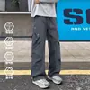 Pantalones Cargo Holgados Casuales Adelgazantes de Pierna Recta Talla Grande para Hombre HK9661-P35 Negro