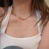 Collar de plata con cuentas coloridas y rotas para mujer, cadena de clavícula con diseño de nicho de lujo ligero de verano, accesorios de collar de alta calidad