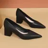 Zapatos de tacón grueso de ante para mujer para entrevista 2026 Modelo Nuevo Negros Zapatos Profesionales de Trabajo Azafata Funcionario Formal Tacones Altos