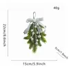 Adorno colgante de rama artificial de pino navideño, decoración de árbol pequeño navideño invertido, lazo, copo de nieve, decoración de estrella, colgante de puerta
