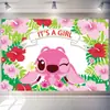 Tela de Fondo de Cumpleaños de Stitch Suministros de Decoración para Fiesta de Cumpleaños Diseño del Lugar Banner de Tela de Poliéster de Stitch