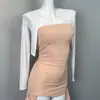 Nuevos Productos de Dongdaemun, Corea del Sur, ¡Tan Hermosos Que Te Harán Palpitar el Corazón~ Top Strapless con Volantes y Copas, Estilo Vacacional