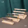 Suporte Exibidor de Anel com Revestimento de Veludo Prateleira de Armazenamento de Anéis Base de Madeira Sólida Suporte para Exibição de Acessórios de Joias para Anéis