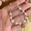Pulsera de Perlas de Agua Dulce Retro Francesa Chapada en Oro Real Pulsera de Moda Elegante de Tendencia Pulsera Joker de Lujo Ligero Venta al por Mayor