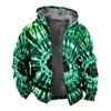 2024 Transfronterizo Impresión 3D Tie-dye con forro polar Engrosado Doble Forro Terciopelo Grueso Chaqueta Acolchada de Algodón Cremallera Bolsillo Excavado Cálida Chaqueta Acolchada de Algodón