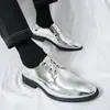 Sapatos Masculinos de Couro Brilhante com Cadarço, Bico Fino, Tamanho Grande, Estilo Britânico Casual Formal de Negócios, Nova Coleção Primavera e Outono