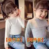 Camiseta de manga larga de color liso con encaje para niña, nueva y moderna, para primavera y otoño, fina, en liquidación, de algodón para otoño e invierno.