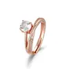 Nuevo Producto Seiko Incrustado con Brillante Circonita de Diamante Anillo Abierto para Mujer Lujo Ligero Francés Gama Alta Anillo de Bodas Simulado de un Quilate
