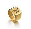 Anillo de acero de titanio con 26 letras góticas inglesas, estilo retro punk cuadrado, para hombres y mujeres, de moda europea y americana, joyería de acero inoxidable
