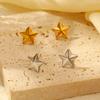 Brincos de aço titânio com pingente de estrela de cinco pontas, moda europeia e americana INS, brincos banhados a ouro 18K de alta qualidade para o temperamento feminino