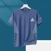 2026 Nueva Camiseta de Marca de Seda de Hielo de Manga Corta de Verano de Moda para Hombre, Top Holgado de Media Manga con Cuello Redondo a la Moda para Hombre