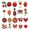 Pendente de Liga Metálica Vermelho Vivo com Gotejamento de Óleo Acessórios para Joias DIY Acessórios para Brincos Pulseira Pingente Perfurado Produção de Fábrica