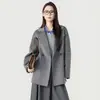 Nuevo Abrigo de Forro Polar Doble Cara Otoño/Invierno 2026 para Mujer de Longitud Media Forma de Capullo Holgado Adelgazante 100% Tejido de Lana Ropa de Abrigo
