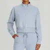 Chaqueta Deportiva Corta de Otoño Invierno para Mujer con Cuello Alto Chaqueta de Yoga Cárdigan Casual con Cremallera para Correr Fitness 24321