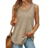2026 Lista de deseos de Amazon Verano Europeo y Americano Camiseta sin mangas acanalada de cuello redondo de color liso Camiseta Estilo dulce transfronterizo para mujer