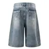 L898 Estilo Americano High Street Unisex Nicho Moderno Retro Diseño de Patrón de Rayos Pantalones Cortos de Mezclilla Sueltos para Hombre