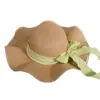 Sombrero de Paja Estilo Francés Ondulado para el Sol para Mujeres al Aire Libre en Verano, de Alta Gama, Ala Ancha, Lazo de Encaje, Protección Solar