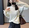 ¡Exquisito y Romántico! Camiseta Interior con Cuello de Volantes de Malla, Elegante Capa Interior Cepillada, Camiseta de Lana de Oveja de Alta Elasticidad para Mujer 25