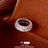 Anillo redondo de doble capa con circonita chapado en oro real de 14k, sensación de lujo ligero de alta gama, diseño vintage, accesorio de mano versátil