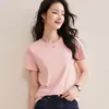 Camiseta Ace de Algodón Similar a la Seda Algodón de Fibra Larga Hombro Normal Blanca Pura Manga Corta para Mujer, Cuello Redondo, Top Camiseta de Alto Grado con Tacto Fresco