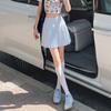 Falda Gris con Protección Solar Plisada para Mujer, Nuevo Estilo de Verano, de Cintura Alta, Adelgazante, Estilo Escolar JK, Falda Corta de Línea A para Persona Petite