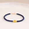 Pulsera de lapislázuli de cera de abejas de moda, cuentas redondas envueltas en oro de 14 quilates, pulsera de anillo único fino, simple y elegante