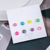 Set de Aretes Dulces, Frescos y Lindos de Primavera y Verano para Una Semana con Corazón Femenino, Agujas de Imitación Plateada, Accesorios de Oreja Pequeños y Versátiles para el Día a Día