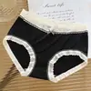 Calcinhas de Seda Gelo com Laço para Mulheres, Alta Elasticidade, Contraste de Cores, Doces, para Meninas Jovens e Estudantes, Respiráveis, Estilo Japonês, Cintura Média, Tanga Triângulo Sem Costura