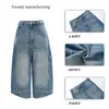 Jeans juveniles naranja # De moda retro lavados de pierna ancha para mujer, corte holgado, adelgazantes, únicos, elegantes, versátiles, pantalones cortos de dobladillo curvo