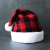 Nueva decoración navideña transfronteriza, sombrero de cuadros rojos y negros, sombrero de Santa creativo, sombrero de Navidad para adulto de cuadros blancos y negros