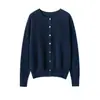 Suéter de Cashmere 100% Puro Ready-To-Wear de Primeira Classe para Mulheres com Mangas Raglan, Novo Estilo Outono e Inverno, Tricô Simples de Gola Redonda, Roupa de Exterior Quente
