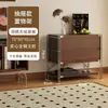 Estantería para sala de estar, mueble minimalista estilo Bauhaus con puertas abatibles, estante de almacenamiento, mueble multifuncional de pie para dormitorio o estudio