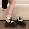 Botines de suela gruesa con puntera de concha y forro de felpa, de punto, para otoño e invierno, hacen que los pies luzcan a la moda, botines calcetín, nuevo estilo Dr. Martens 2026, caña que aumenta la altura