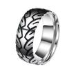 Anillo de acero de titanio ins de alta gama que no se desvanece nicho para hombre hip hop grabado patrón de neumático anillo índice joyería al por mayor