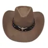 Sombreros de Cowboy Occidentales Europeos y Americanos de Venta Caliente Transfronterizos Estilo Étnico Sombreros de Cowboy de Cáscara Blanda con Cabeza de Toro para Hombres y Mujeres Sombreros de Fiesta