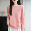 Camiseta Básica de Punto Bordado de Manga Larga para Mujer, Nueva para Primavera, Otoño e Invierno, de una Sola Pieza, Lista para Usar, Cuello Redondo