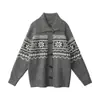 Cárdigan Heyhenry Fair Isle con Botones de Cuerno Suéter Holgado Perezoso para Mujer Otoño e Invierno Chaqueta de Punto Perezosa para Pareja